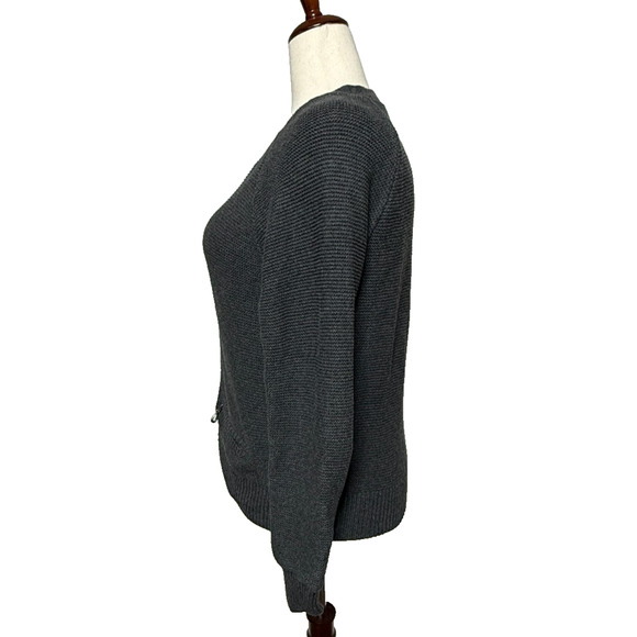 Leo & Nicole Cardigan Womens XL Petite Gray Full Zip Sweater Zip Pockets Stretch - Picture 6 of 10
